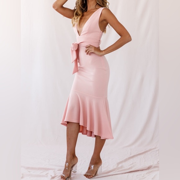 Selfie Leslie Sorry Not Sorry Wide Strap Flounce Dress Blush Medium - Picture 13 of 13